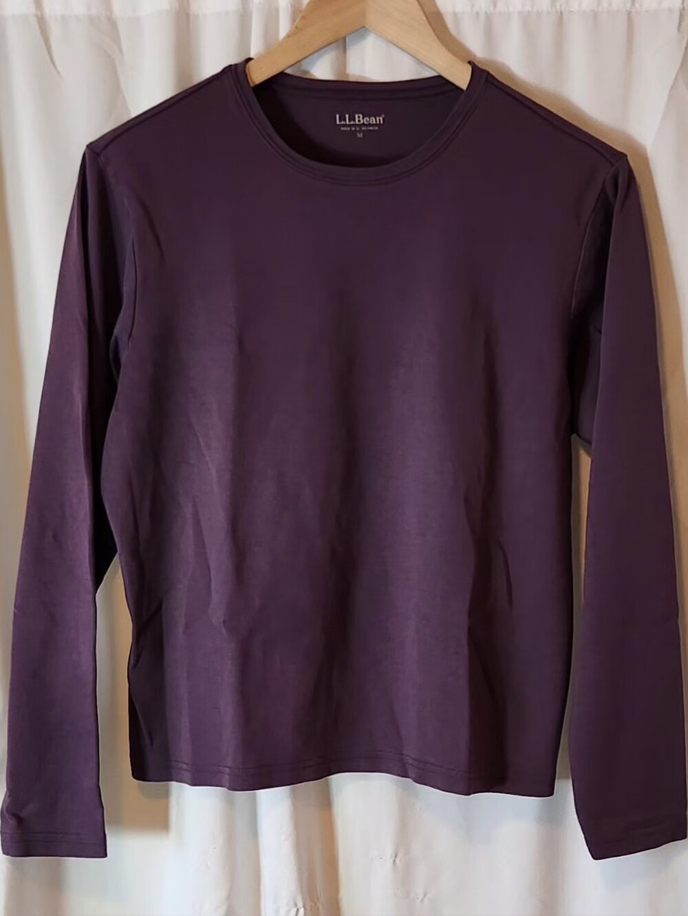 L.L.Bean Women's  Long-Sleeve Plum Purple Crewneck T-shirt Size Medium
